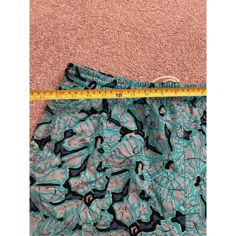 Gitano Swim Trunks‎ Mens Large Teal Blue Excellent Vintage Abstract Mesh Lined